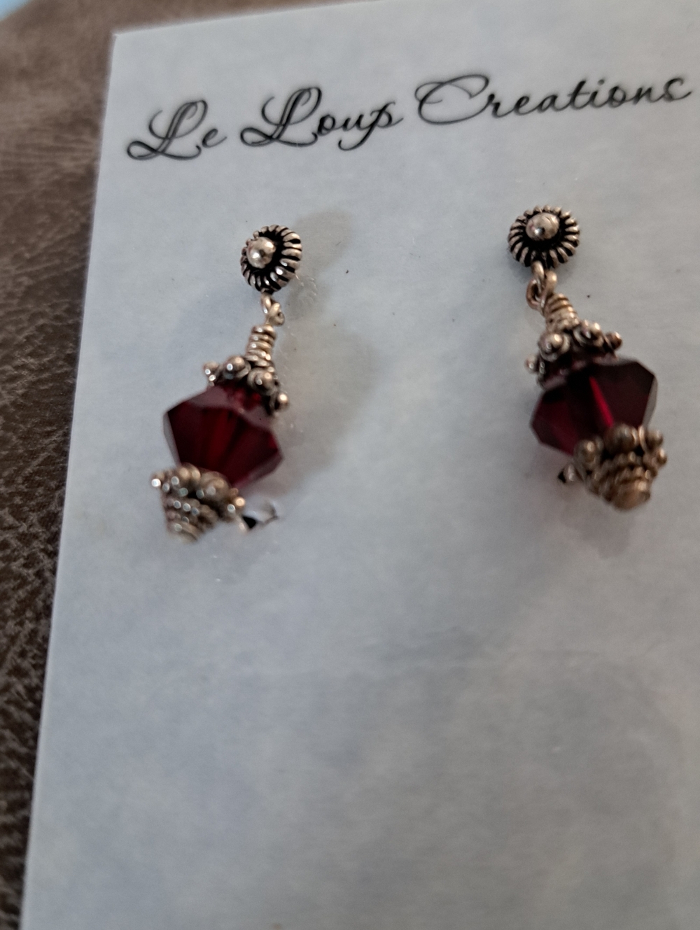 Swarovski Garnet Red Crystal Drop Earrings W/sterling Silver Accents